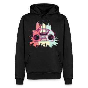 Ghetto Blaster enregistreur de cassettes - Sweat à capuche Premium bio Homme - noir - Devant - Nico (187cm)