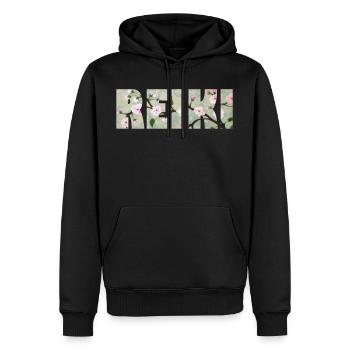 reiki schriftzug e 89 - Männer Premium Bio Hoodie - Schwarz - Vorne - Nico (187cm)