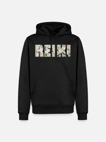 lettrage reiki 89 - Sweat à capuche Premium bio Homme - noir