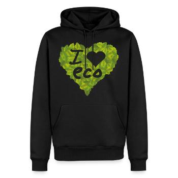 i love I love eco eco environment nature conservation - Men’s Premium Organic Hoodie - black - Front - Nico (187cm)