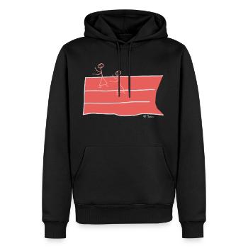 Sprinter Strichmännchen, Frau Lauf Sport Wettkampf - Männer Premium Bio Hoodie - Schwarz - Vorne - Nico (187cm)