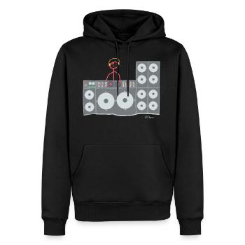 Dj chiffre de bâton, femme disc jockey travail musique - Sweat à capuche Premium bio Homme - noir - Devant - Nico (187cm)