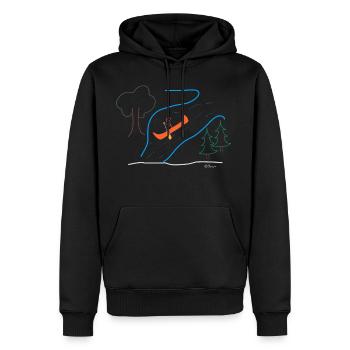 Silhouette de bâton d'eau vive, femme faisant du rafting en canoë sport - Sweat à capuche Premium bio Homme - noir - Devant - Nico (187cm)