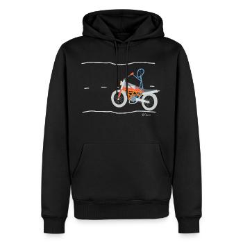 Bonhomme allumette moto vélo de motocross - Sweat à capuche Premium bio Homme - noir - Devant - Nico (187cm)