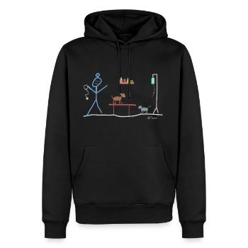Tierarzt Strichmännchen, Veterinärmedizin Arbeit - Männer Premium Bio Hoodie - Schwarz - Vorne - Nico (187cm)