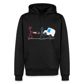 Rettung Strichmännchen Notfall Notarzt Einsatz - Männer Premium Bio Hoodie - Schwarz - Vorne - Nico (187cm)