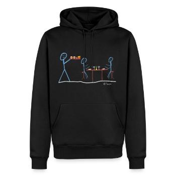 Kellner Strichmännchen, Gastronomie Beruf Ober Job - Männer Premium Bio Hoodie - Schwarz - Vorne - Nico (187cm)