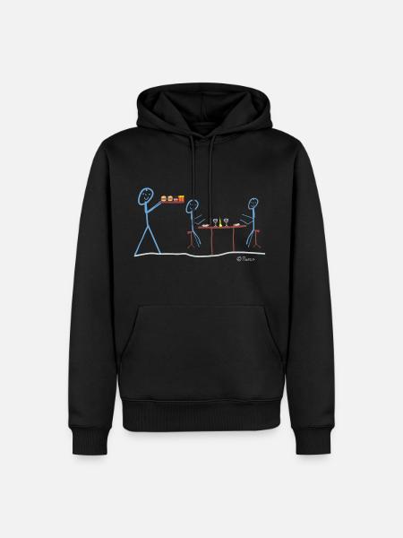 Kellner Strichmännchen, Gastronomie Beruf Ober Job - Männer Premium Bio Hoodie - Schwarz