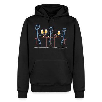 Zusammen trinken Strichmännchen, Wein Bier spass - Männer Premium Bio Hoodie - Schwarz - Vorne - Nico (187cm)