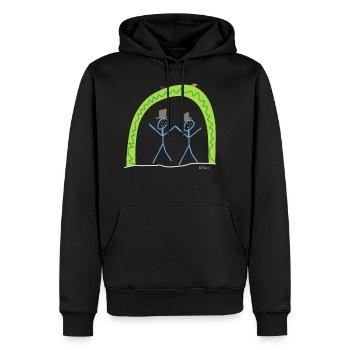 Homo Ehe Strichmännchen Gleichgeschlechtlich frei - Männer Premium Bio Hoodie - Schwarz - Vorne - Nico (187cm)