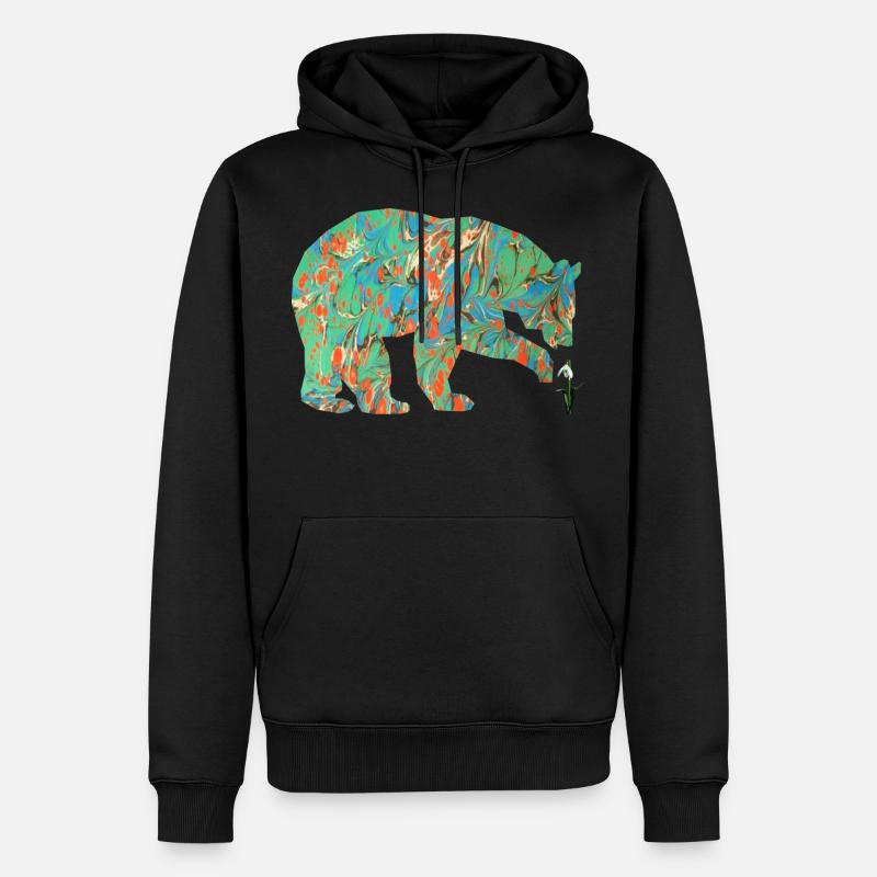 bär mit schneeglöckchen e 4 - Männer Premium Bio Hoodie - Schwarz