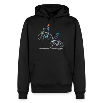 Strimännchen Fahrrad Ausflug, Sport Beruf Job - Männer Premium Bio Hoodie - Schwarz - Vorne - Nico (187cm)
