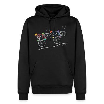 Wettkampf rennen, Strichmännnchen Sport Spaß - Männer Premium Bio Hoodie - Schwarz - Vorne - Nico (187cm)