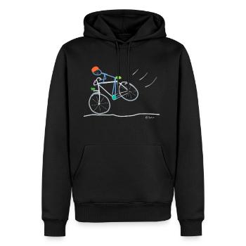 Radsport Strichmännnchen, Team Mannschaft Spaß - Männer Premium Bio Hoodie - Schwarz - Vorne - Nico (187cm)