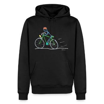 Stickman de vélo de route, protection de l'environnement durable - Sweat à capuche Premium bio Homme - noir - Devant - Nico (187cm)