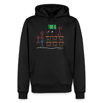 Schoolgirl stick figure, school class funny job - Men’s Premium Organic Hoodie - black - Front - Nico (187cm)