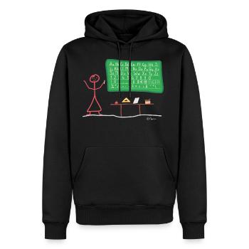 Teacher student stick figure writing read - Men’s Premium Organic Hoodie - black - Front - Nico (187cm)