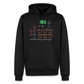 Stick figure school class lesson break work - Men’s Premium Organic Hoodie - black - Front - Nico (187cm)