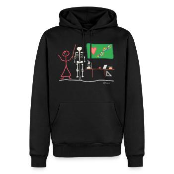 Biologie stick figure école professeur humain - Sweat à capuche Premium bio Homme - noir - Devant - Nico (187cm)