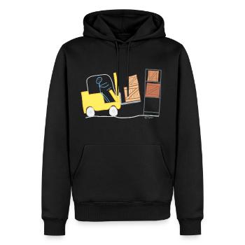Gabelstapler Strichmännchen Logistik Lager Waren - Männer Premium Bio Hoodie - Schwarz - Vorne - Nico (187cm)