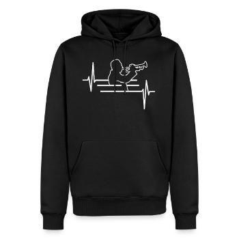 Trompette battement de cœur trompette - Sweat à capuche Premium bio Homme - noir - Devant - Nico (187cm)