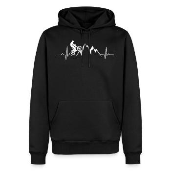 Vêtements de vélo de montagne T-shirt Heartbeat Apparel Bik - Sweat à capuche Premium bio Homme - noir - Devant - Nico (187cm)
