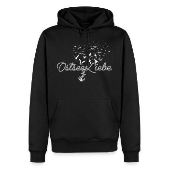 Mer Baltique Love Anchor & Möven - Sweat à capuche Premium bio Homme - noir - Devant - Nico (187cm)