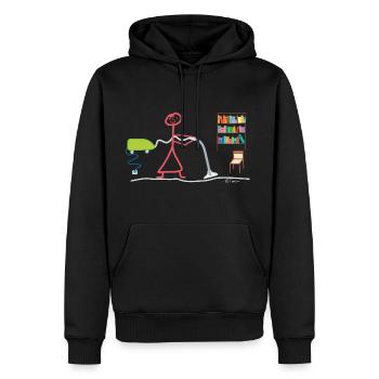 Haushalt Strichmännchen Hausfrau Staubsauger - Männer Premium Bio Hoodie - Schwarz - Vorne - Nico (187cm)