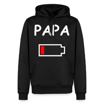 Papa Akku Leer - Männer Premium Bio Hoodie - Schwarz - Vorne - Nico (187cm)