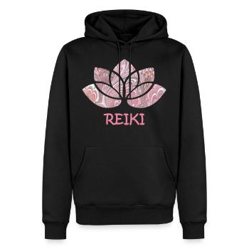 reiki mit lotus e 65 - Männer Premium Bio Hoodie - Schwarz - Vorne - Nico (187cm)