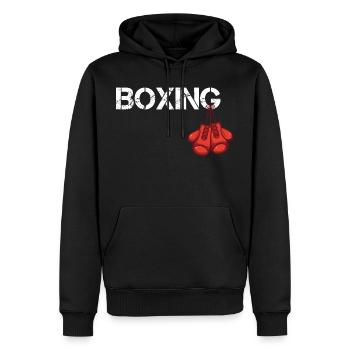 Boxe - gants de boxe de boxe - Sweat à capuche Premium bio Homme - noir - Devant - Nico (187cm)