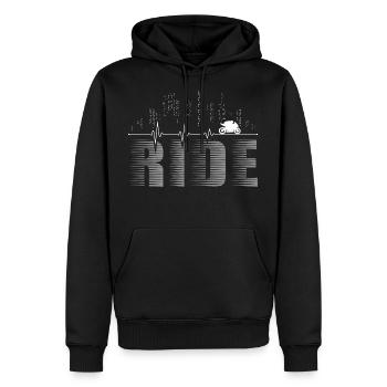 Supersportler Motorrad Ride City Herzschlag EKG - Männer Premium Bio Hoodie - Schwarz - Vorne - Nico (187cm)