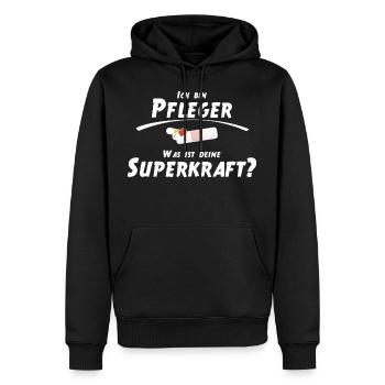 Ich bin Pfleger - Was ist deine Superkraft - Männer Premium Bio Hoodie - Schwarz - Vorne - Nico (187cm)