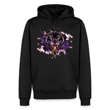 Panther Panter Lila Schwarz Splash Raubtier Tier - Männer Premium Bio Hoodie - Schwarz - Vorne - Nico (187cm)
