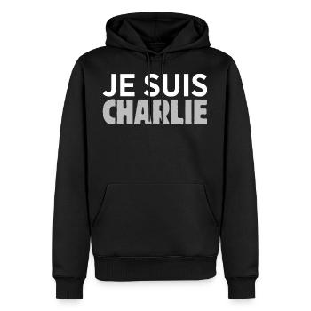 Je Suis Charlie - Sweat à capuche Premium bio Homme - noir - Devant - Nico (187cm)
