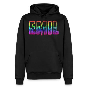 emil rs arc-en-ciel - Sweat à capuche Premium bio Homme - noir - Devant - Nico (187cm)