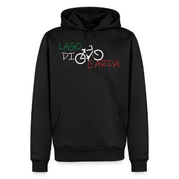 Fahrrad, Gardasee, Urlaub, Italien, Happy, Hobby - Männer Premium Bio Hoodie - Schwarz - Vorne - Nico (187cm)