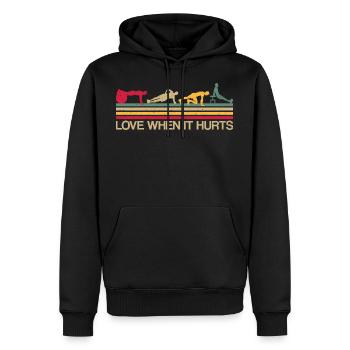 Sport Love when it hurts Fitness Spruch Geschenk - Männer Premium Bio Hoodie - Schwarz - Vorne - Nico (187cm)