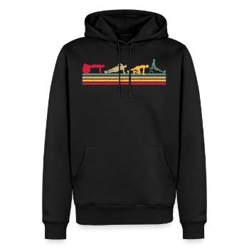 Fitness Vintage Design Plank Muskeln Sport Gym - Männer Premium Bio Hoodie - Schwarz - Vorne - Nico (187cm)