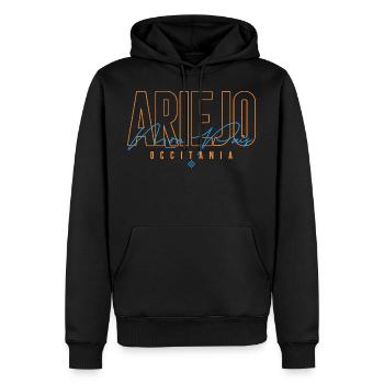 Ariejo mon Pais Occitania (Ariège) - Sweat à capuche Premium bio Homme - noir - Devant - Nico (187cm)