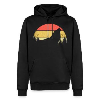 Wolf Retro Vintage Wölfe Rudel Raubtiere Natur - Männer Premium Bio Hoodie - Schwarz - Vorne - Nico (187cm)