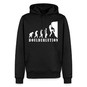 Bouldern Klettern Evolution Bergsteiger Geschenk - Männer Premium Bio Hoodie - Schwarz - Vorne - Nico (187cm)