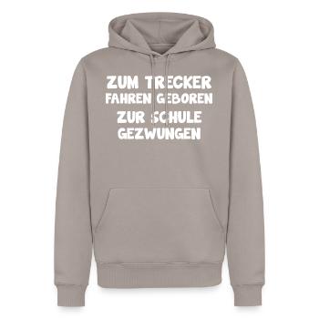 Traktor Landwirt Schule lustiger Spruch - Männer Premium Bio Hoodie - Taupe - Vorne - Nico (187cm)
