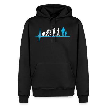 Vater Kind Evolution Papa Vaterschaft - Männer Premium Bio Hoodie - Schwarz - Vorne - Nico (187cm)