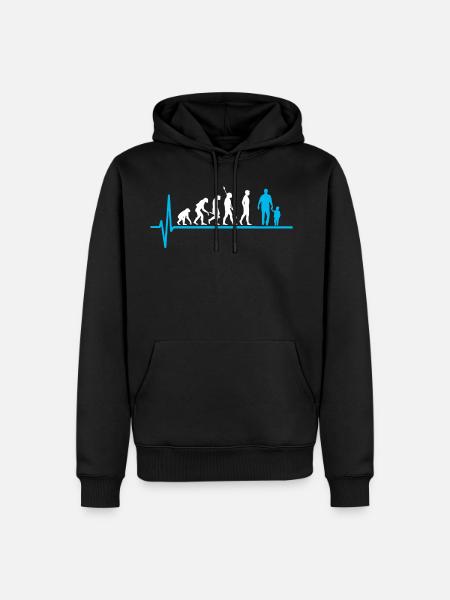Vater Kind Evolution Papa Vaterschaft - Männer Premium Bio Hoodie - Schwarz