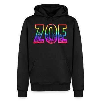 zoe rs arc-en-ciel - Sweat à capuche Premium bio Homme - noir - Devant - Nico (187cm)