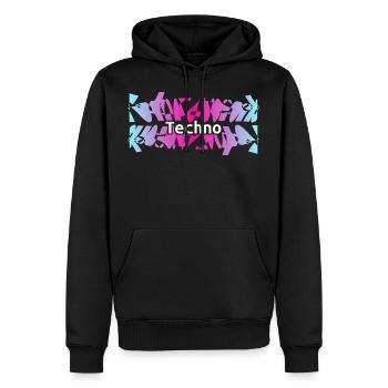 Techno - Männer Premium Bio Hoodie - Schwarz - Vorne - Nico (187cm)