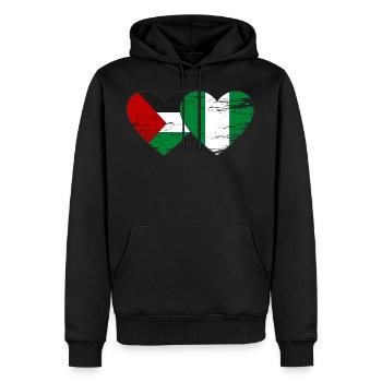 Drapeau de la Palestine et du Nigeria utilisé - Sweat à capuche Premium bio Homme - noir - Devant - Nico (187cm)