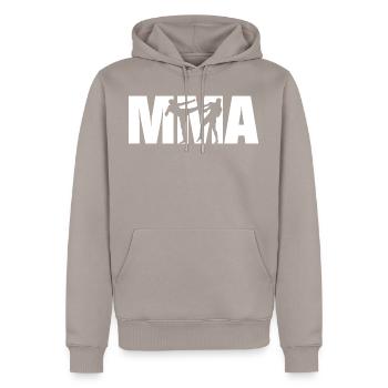 MMA Sport de combat Karaté Teakwondo BJJ Cagefight - Sweat à capuche Premium bio Homme - taupe - Devant - Nico (187cm)