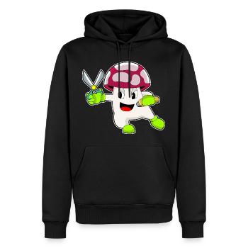 Ciseaux de coiffeur aux champignons - Sweat à capuche Premium bio Homme - noir - Devant - Nico (187cm)